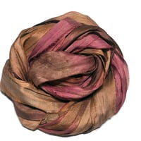 Image 1 of 10YD. TREE HOUSE HAND DYED SARI SILK RIBBON BY COLOR BURST SILK