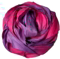Image 2 of Ready To Ship! 10YD. WILD BERRY HAND DYED SARI SILK RIBBON BY COLOR BURST SILK