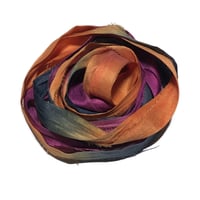 Image 2 of 10YD. FIRE DRAGON HAND DYED SARI SILK RIBBON BY COLOR BURST SILK