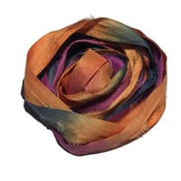Image 3 of 10YD. FIRE DRAGON HAND DYED SARI SILK RIBBON BY COLOR BURST SILK