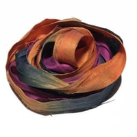Image 1 of 10YD. FIRE DRAGON HAND DYED SARI SILK RIBBON BY COLOR BURST SILK