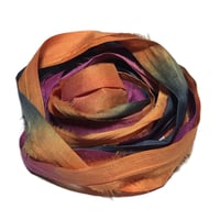 Image 5 of 10YD. FIRE DRAGON HAND DYED SARI SILK RIBBON BY COLOR BURST SILK