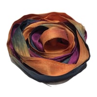 Image 6 of 10YD. FIRE DRAGON HAND DYED SARI SILK RIBBON BY COLOR BURST SILK