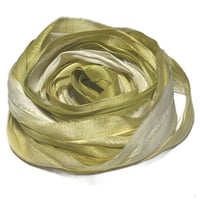 Image 4 of Ready To Ship! 10YD. GOLDEN PEAR HAND DYED SARI SILK RIBBON BY COLOR BURST SILK