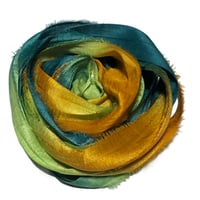 Image 1 of 10YD. JITTER BUG HAND DYED SARI SILK RIBBON BY COLOR BURST SILK