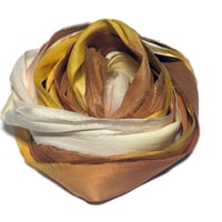 Image 3 of Ready To Ship! 10YD. LEMON MERINGUE PIE HAND DYED SARI SILK RIBBON BY COLOR BURST SILK