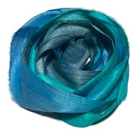 Image 1 of Ready To Ship! 10YD. POSEIDON  HAND DYED SARI SILK RIBBON BY COLOR BURST SILK