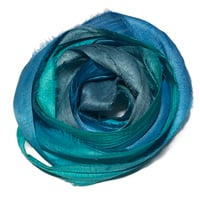 Image 4 of Ready To Ship! 10YD. POSEIDON  HAND DYED SARI SILK RIBBON BY COLOR BURST SILK