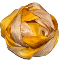 Image 3 of Ready To Ship! 10YD. MUSTARD SEED HAND DYED SARI SILK RIBBON BY COLOR BURST SILK