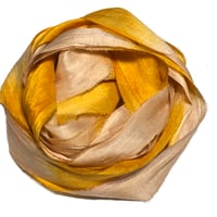 Image 4 of Ready To Ship! 10YD. MUSTARD SEED HAND DYED SARI SILK RIBBON BY COLOR BURST SILK