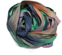 Image 1 of 10YD. MYTHICAL DRAGON HAND DYED SARI SILK RIBBON BY COLOR BURST SILK