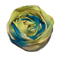 Image 2 of Ready To Ship! 10YD. PINEAPPLE ISLAND HAND DYED SARI SILK RIBBON BY COLOR BURST SILK
