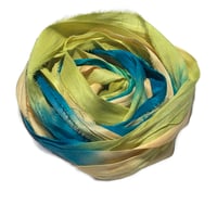 Image 3 of Ready To Ship! 10YD. PINEAPPLE ISLAND HAND DYED SARI SILK RIBBON BY COLOR BURST SILK