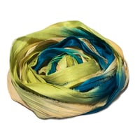 Image 4 of Ready To Ship! 10YD. PINEAPPLE ISLAND HAND DYED SARI SILK RIBBON BY COLOR BURST SILK