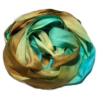 Image 3 of Ready To Ship! 10YD. FOOLS GOLD HAND DYED SARI SILK RIBBON BY COLOR BURST SILK