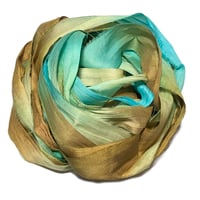 Image 5 of Ready To Ship! 10YD. FOOLS GOLD HAND DYED SARI SILK RIBBON BY COLOR BURST SILK