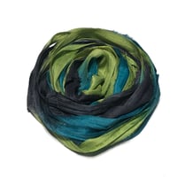 Image 1 of Ready To Ship! 10YD. ISLAND PALMS HAND DYED SARI SILK RIBBON BY COLOR BURST SILK