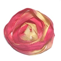 Image 2 of Ready To Ship! 10YD. LEMONADE STAND HAND DYED SARI SILK RIBBON BY COLOR BURST SILK