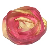 Image 3 of Ready To Ship! 10YD. LEMONADE STAND HAND DYED SARI SILK RIBBON BY COLOR BURST SILK