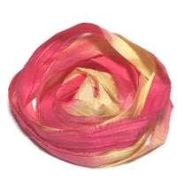 Image 4 of Ready To Ship! 10YD. LEMONADE STAND HAND DYED SARI SILK RIBBON BY COLOR BURST SILK