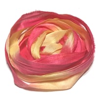 Image 5 of Ready To Ship! 10YD. LEMONADE STAND HAND DYED SARI SILK RIBBON BY COLOR BURST SILK