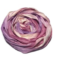 Image 2 of Ready To Ship! 10YD. WINE AND ROSES HAND DYED SARI SILK RIBBON BY COLOR BURST SILK