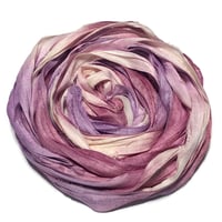 Image 4 of Ready To Ship! 10YD. WINE AND ROSES HAND DYED SARI SILK RIBBON BY COLOR BURST SILK