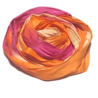 Image 3 of Ready To Ship! 10YD. MELON SHERBET HAND DYED SARI SILK RIBBON BY COLOR BURST SILK