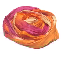 Image 4 of Ready To Ship! 10YD. MELON SHERBET HAND DYED SARI SILK RIBBON BY COLOR BURST SILK