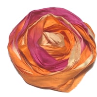 Image 1 of Ready To Ship! 10YD. MELON SHERBET HAND DYED SARI SILK RIBBON BY COLOR BURST SILK