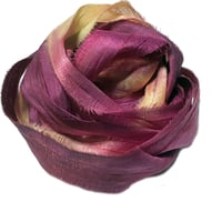 Image 7 of Ready To Ship! 10YD. SUGAR PLUM HAND DYED SARI SILK RIBBON BY COLOR BURST SILK