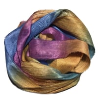 Image 2 of 10YD. HUMMINGBIRD HAND DYED SARI SILK RIBBON BY COLOR BURST SILK