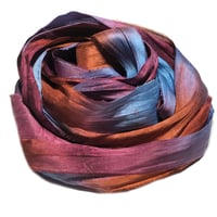 Image 2 of 10YD. PICADILLY CIRCUS HAND DYED SARI SILK RIBBON BY COLOR BURST SILK