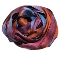 Image 3 of 10YD. PICADILLY CIRCUS HAND DYED SARI SILK RIBBON BY COLOR BURST SILK