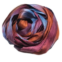 Image 1 of 10YD. PICADILLY CIRCUS HAND DYED SARI SILK RIBBON BY COLOR BURST SILK
