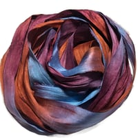 Image 5 of 10YD. PICADILLY CIRCUS HAND DYED SARI SILK RIBBON BY COLOR BURST SILK