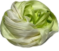 Image 3 of 10YD. KEY LIME OMBRE HAND DYED SARI SILK RIBBON BY COLOR BURST SILK