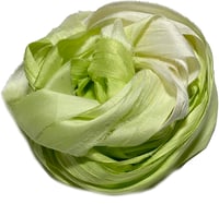 Image 4 of 10YD. KEY LIME OMBRE HAND DYED SARI SILK RIBBON BY COLOR BURST SILK