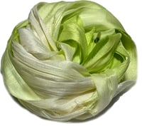 Image 1 of 10YD. KEY LIME OMBRE HAND DYED SARI SILK RIBBON BY COLOR BURST SILK