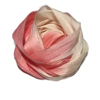 Image 2 of Ready To Ship! 10YD. CORAL OMBRE HAND DYED SARI SILK RIBBON BY COLOR BURST SILK