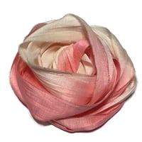 Image 3 of Ready To Ship! 10YD. CORAL OMBRE HAND DYED SARI SILK RIBBON BY COLOR BURST SILK