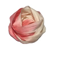Image 4 of Ready To Ship! 10YD. CORAL OMBRE HAND DYED SARI SILK RIBBON BY COLOR BURST SILK