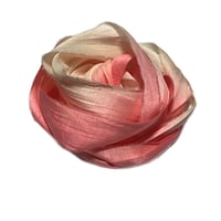 Image 5 of Ready To Ship! 10YD. CORAL OMBRE HAND DYED SARI SILK RIBBON BY COLOR BURST SILK