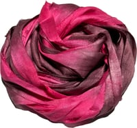 Image 3 of Ready To Ship! 10YD. HOT HIBISCUS HAND DYED SARI SILK RIBBON BY COLOR BURST SILK