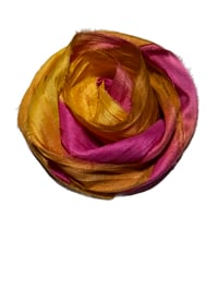 Image 2 of Ready To Ship! 10YD. DRAGON FRUIT HAND DYED SARI SILK RIBBON BY COLOR BURST SILK