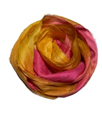 Image 1 of Ready To Ship! 10YD. DRAGON FRUIT HAND DYED SARI SILK RIBBON BY COLOR BURST SILK