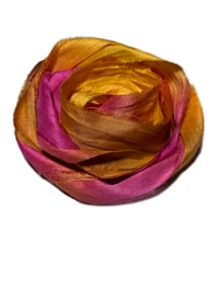 Image 4 of Ready To Ship! 10YD. DRAGON FRUIT HAND DYED SARI SILK RIBBON BY COLOR BURST SILK