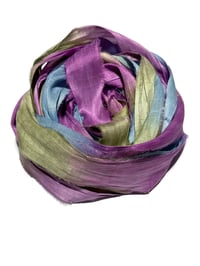 Image 3 of 10YD. BLUE RASPBERRY HAND DYED SARI SILK RIBBON BY COLOR BURST SILK