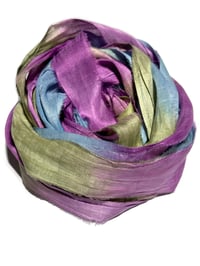 Image 1 of 10YD. BLUE RASPBERRY HAND DYED SARI SILK RIBBON BY COLOR BURST SILK
