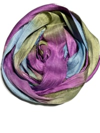 Image 6 of 10YD. BLUE RASPBERRY HAND DYED SARI SILK RIBBON BY COLOR BURST SILK